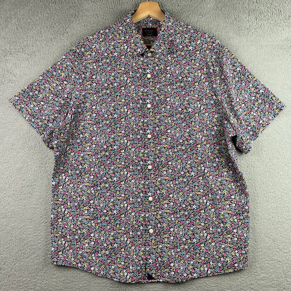 UNTUCKit Caberlot-SS Floral Performance Shirt Mens XL Navy Multi Color 41563